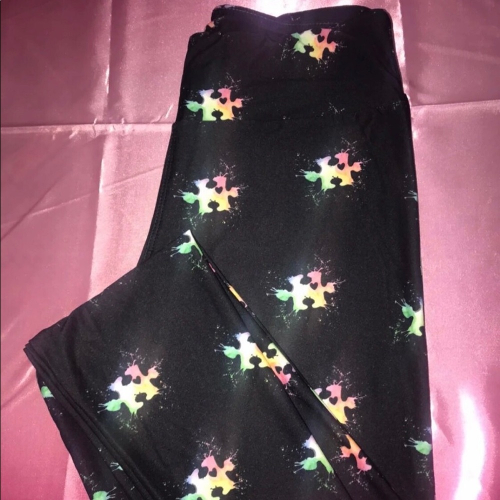 Autism Minnie puzzled full length Leggings